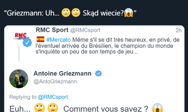 Griezmanna martwi przyjście Neymara? Francuz odpowiada...